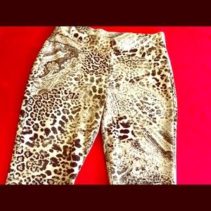 CHICO’S ANIMAL SLIMMING PANT legging 0 white brown